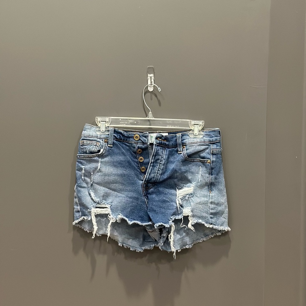 Women's Denim Blue Distressed Shorts